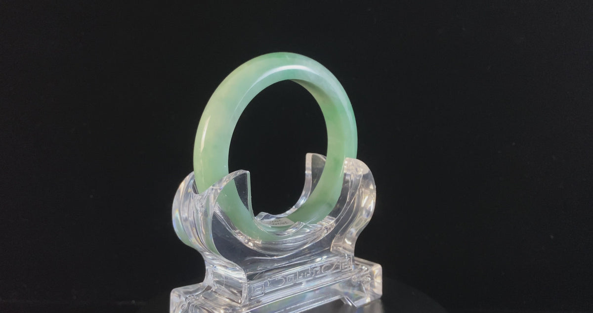 Soft Glade Green · Nature Burmese Jadeite Peace Bangle (57mm)