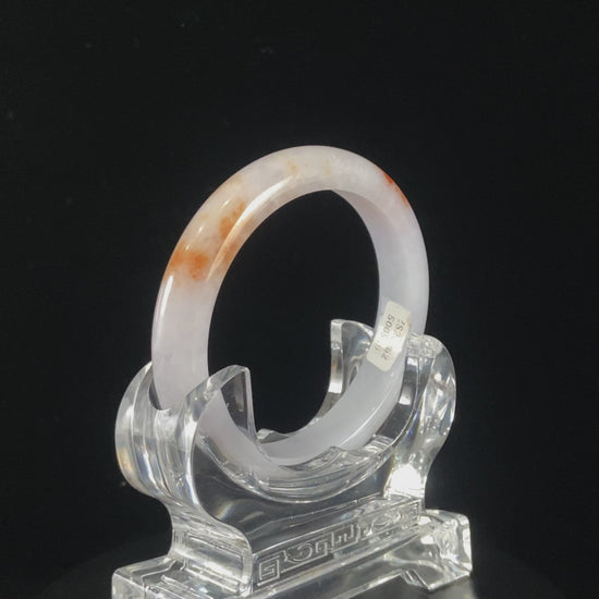 Soft Cream Amber Fleck · Nature Burmese Jadeite Peace Bangle (60mm)