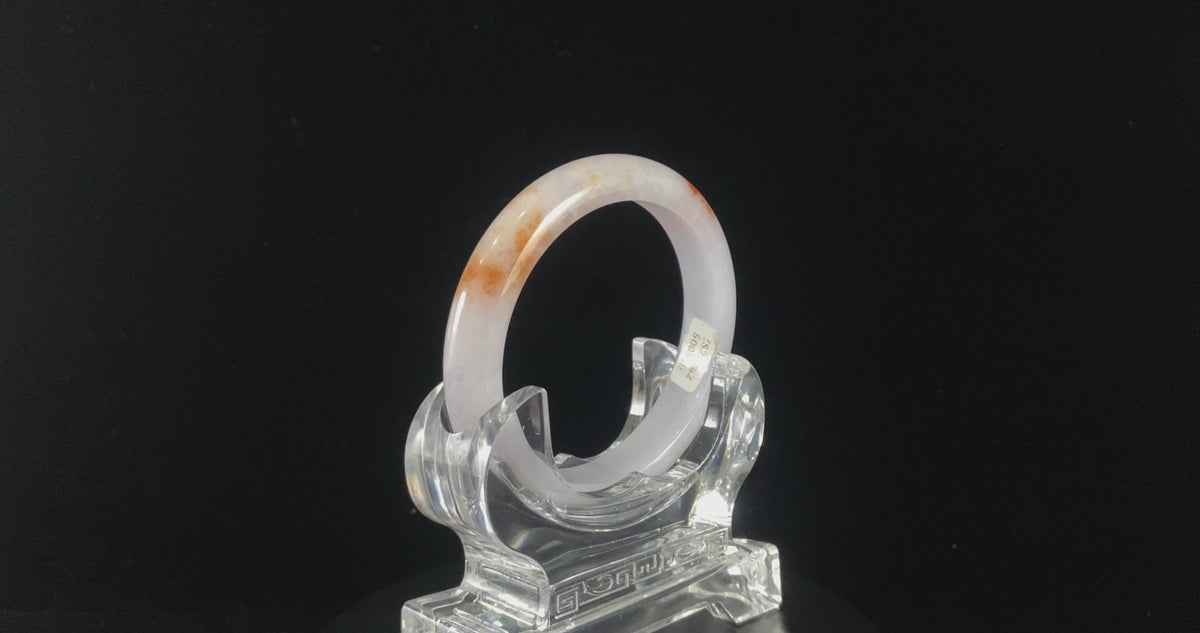 Soft Cream Amber Fleck · Nature Burmese Jadeite Peace Bangle (60mm)