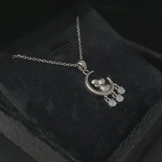 A moonlit hare spark jadeite pendant.