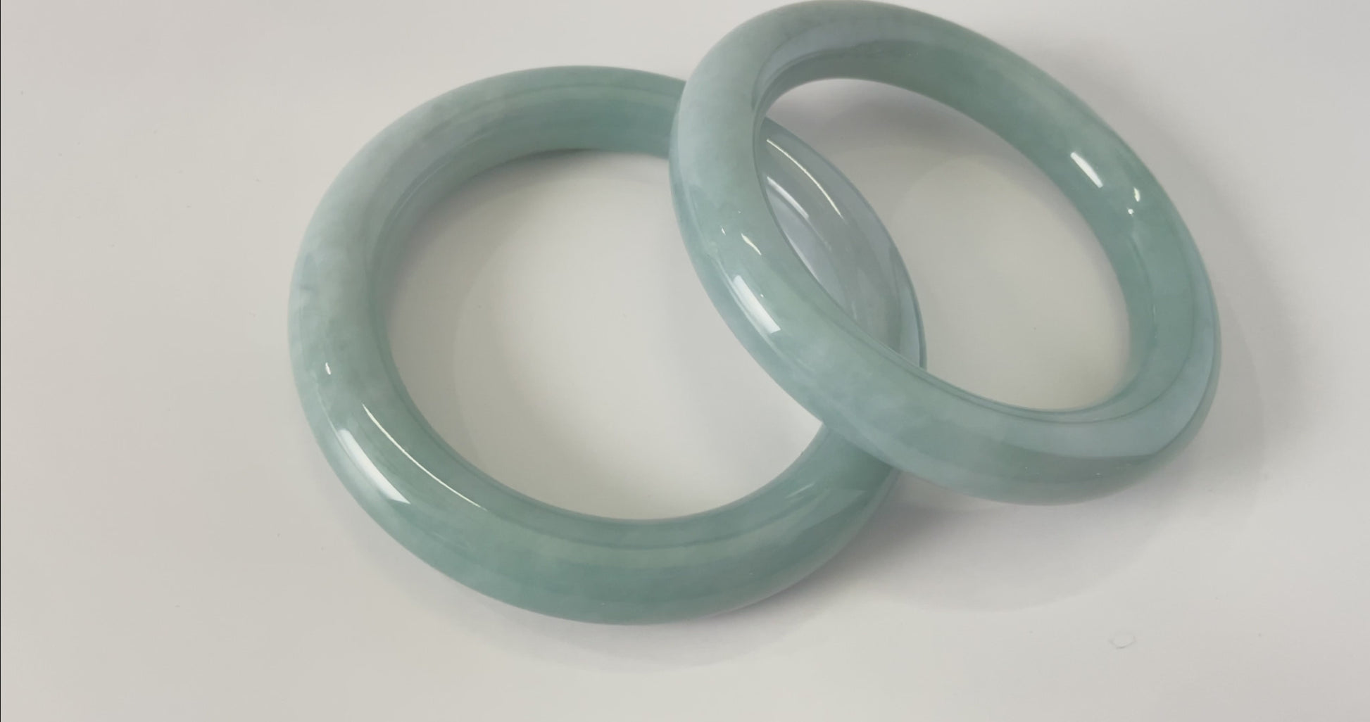 A heavenly blue mist jadeite bangle.