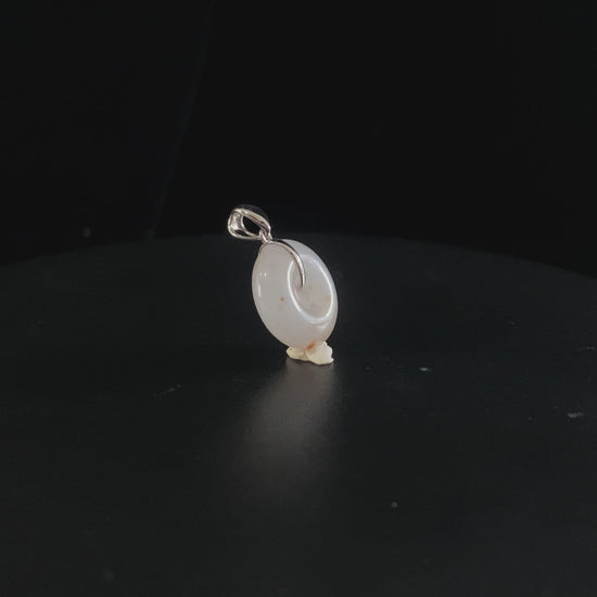 Auspicious Koi | Creamy White Freckled‑Gold · Nature Burmese Jadeite Pendant