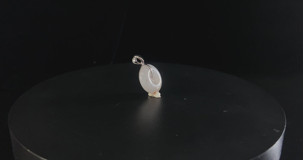 Auspicious Koi | Creamy White Freckled‑Gold · Nature Burmese Jadeite Pendant