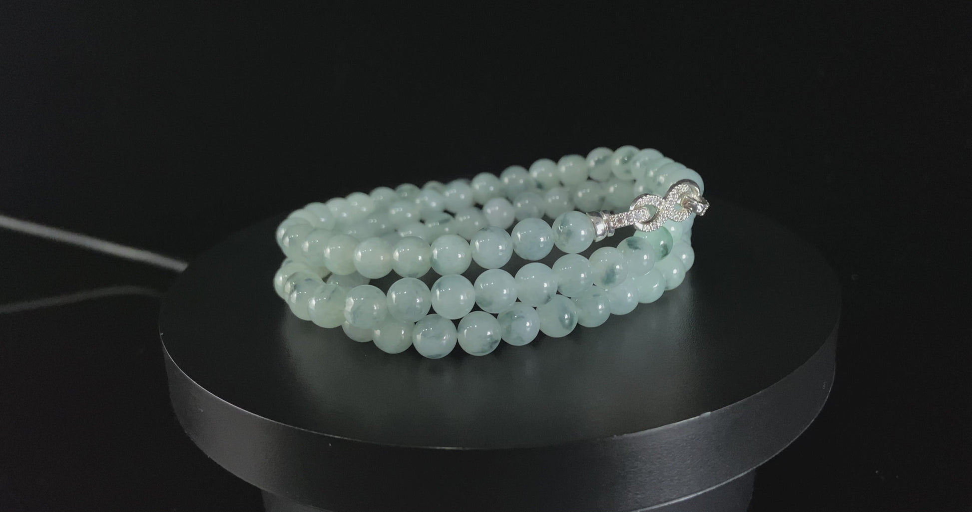 Serene Celadon‑Frost Luminescence · Nature Burmese Jadeite Bracelet