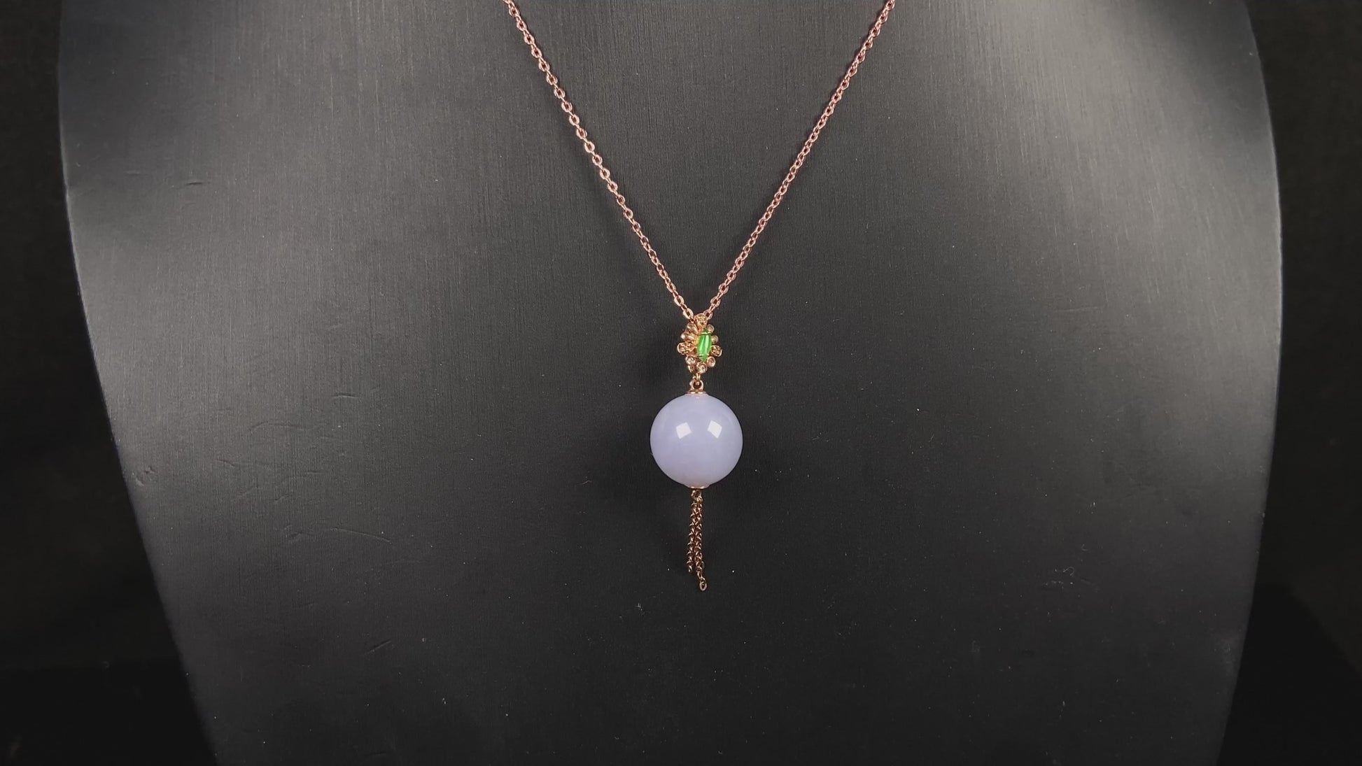 A lavender moon orb jadeite pendant.