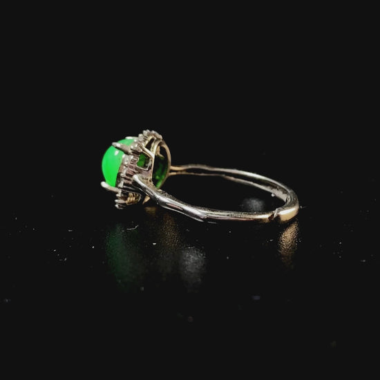 A jelly apple hue jadeite ring.