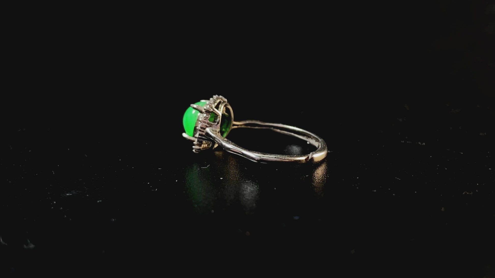 A jelly apple hue jadeite ring.