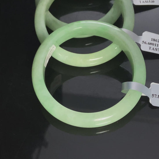 Curated 🫛 Meadow Glow Pale Pea · Nature Burmese Jadeite Peace Bangle
