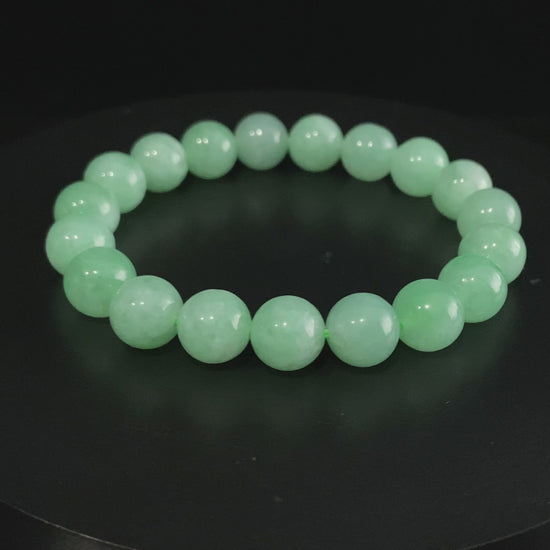 Handpicked 💚 Silky Meadow Green Halo · Nature Burmese Jadeite Beads Bracelet