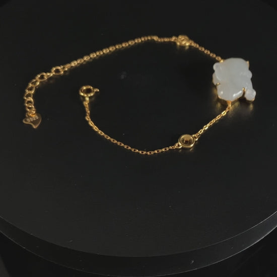 Popular Pick 🐇 Frost White Rabbit · Natural Burmese Jadeite Bracelet