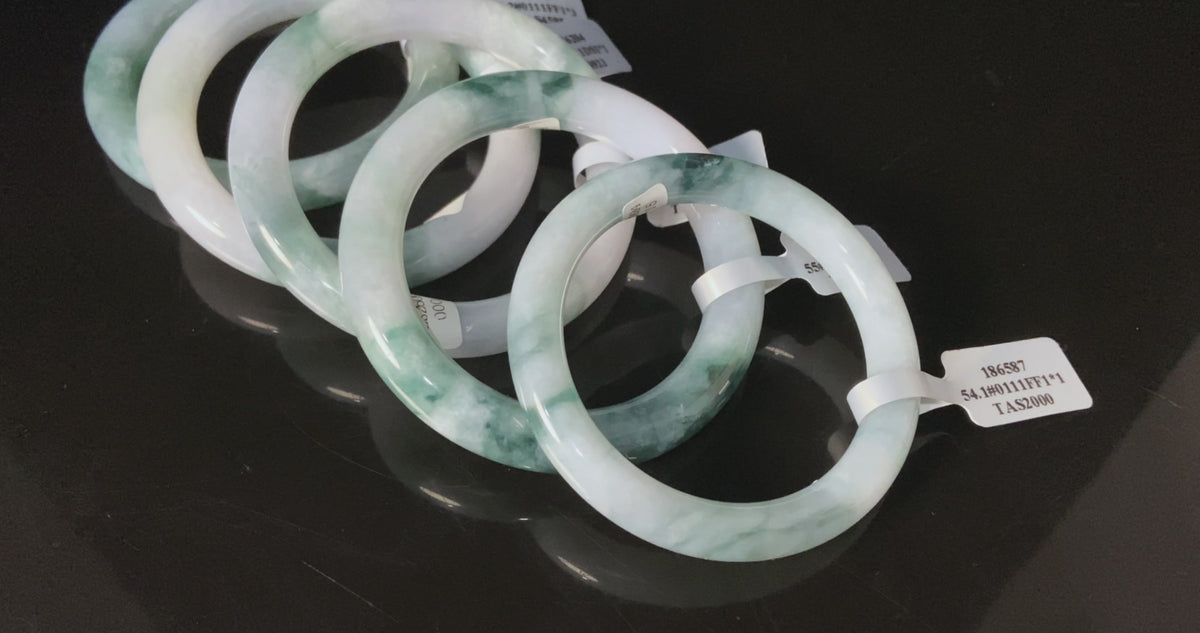 Cloud Stream Teal · Nature Burmese Jadeite Round Bangle