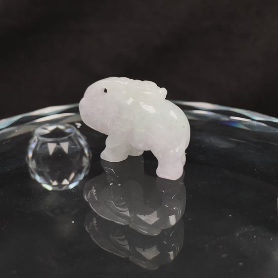 A icy white lucky elephant blessing  loose jadeite.