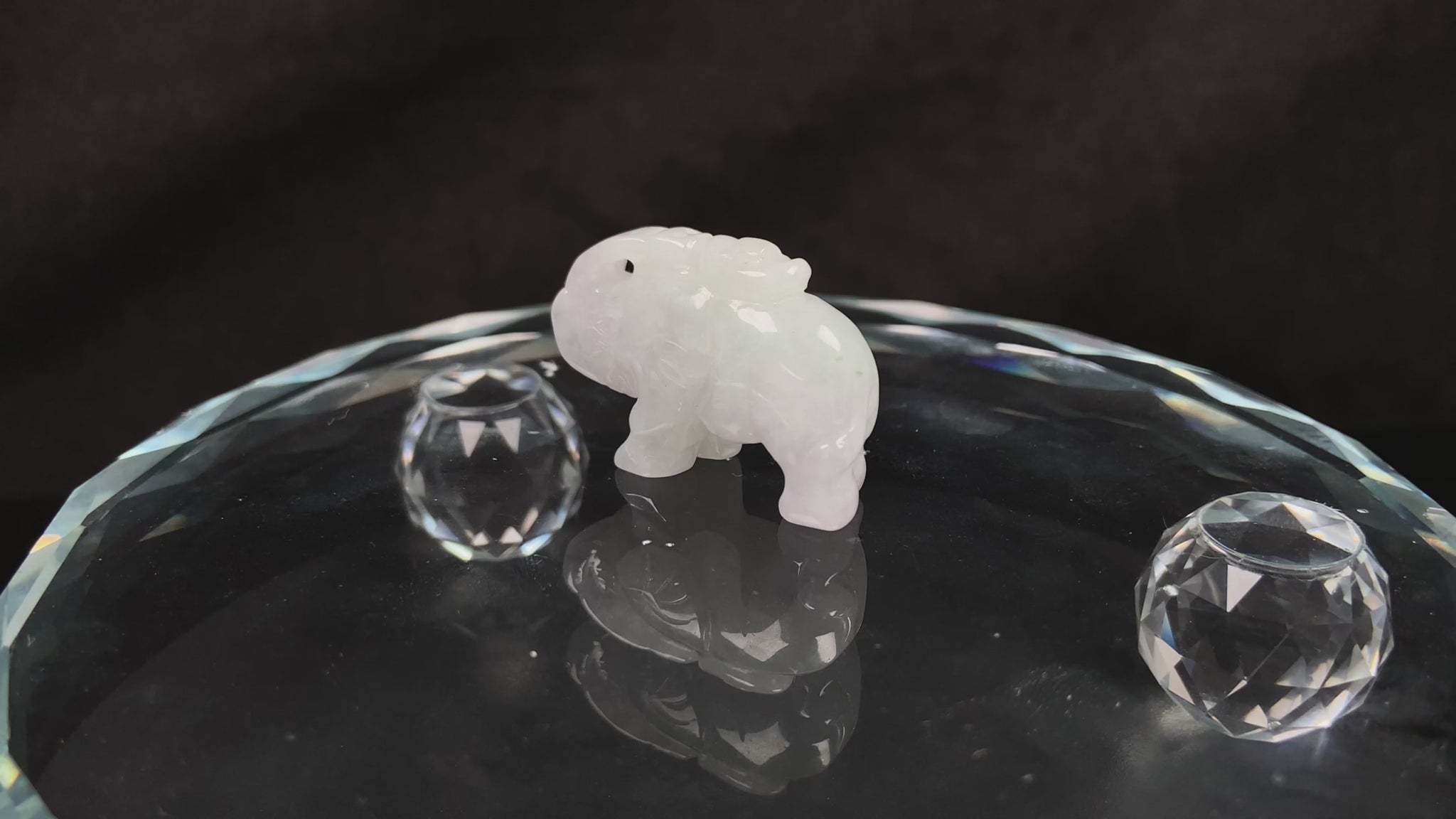 A icy white lucky elephant blessing  loose jadeite.