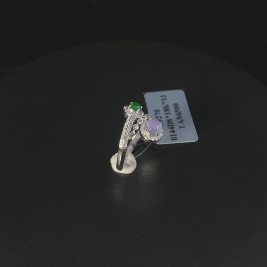 Mist Violet Lime Twin Glow · Nature Burmese Jadeite Ring (16mm)