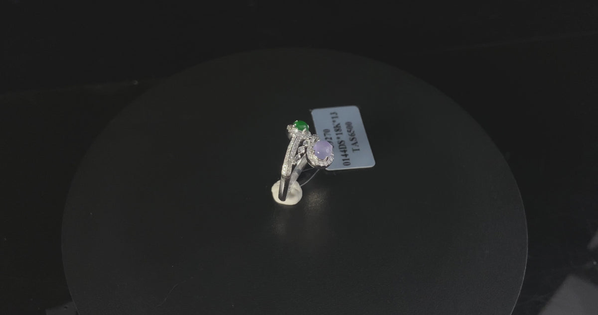 Mist Violet Lime Twin Glow · Nature Burmese Jadeite Ring (16mm)