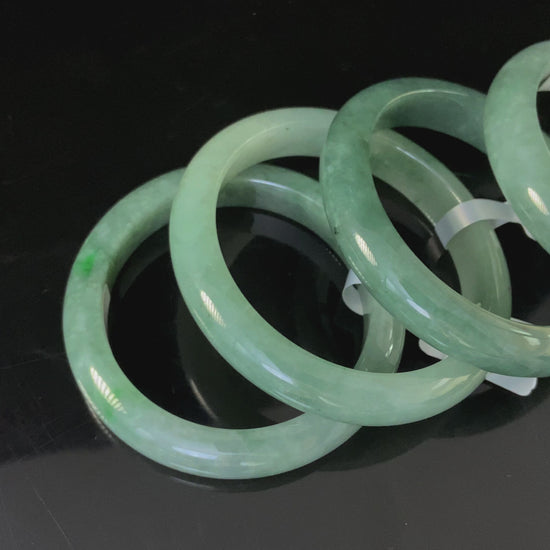 Best Selling 💚 Silent Wave Green Sheen · Nature Burmese Jadeite Peace Bangle