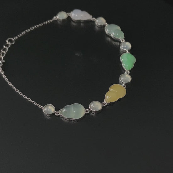 Pastel Aurora Gourd · Nature Burmese Jadeite Bracelet