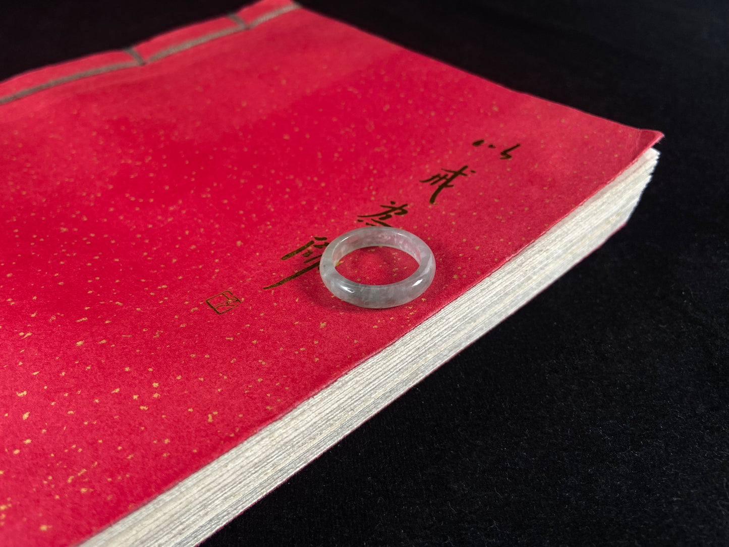 Natural Green Jadeite Ring On The Tabble 