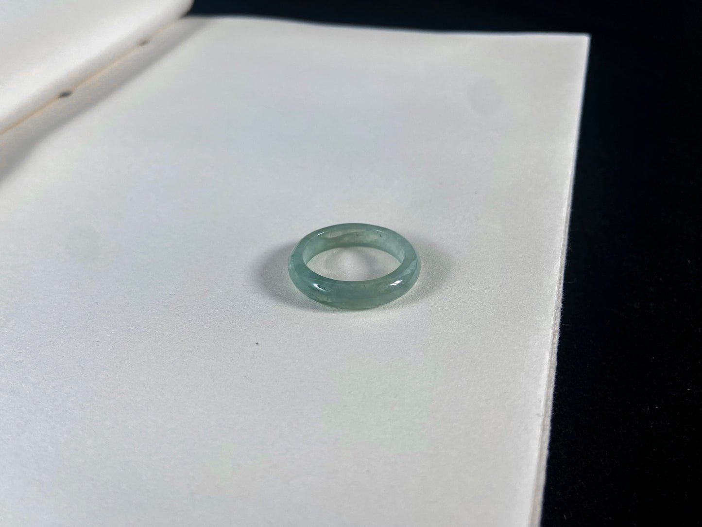 Natural Green Jadeite Ring On The Tabble 