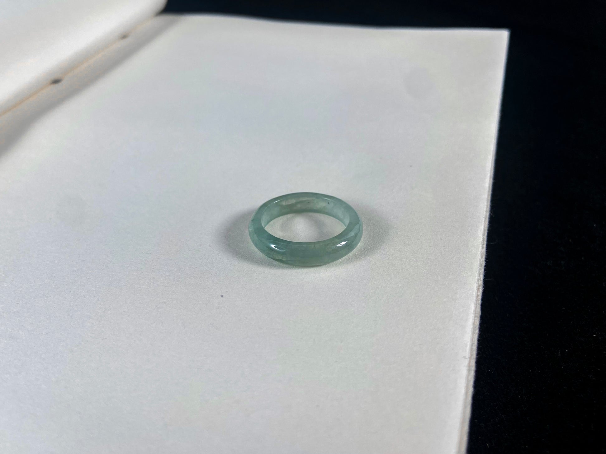 Natural Green Jadeite Ring On The Tabble 