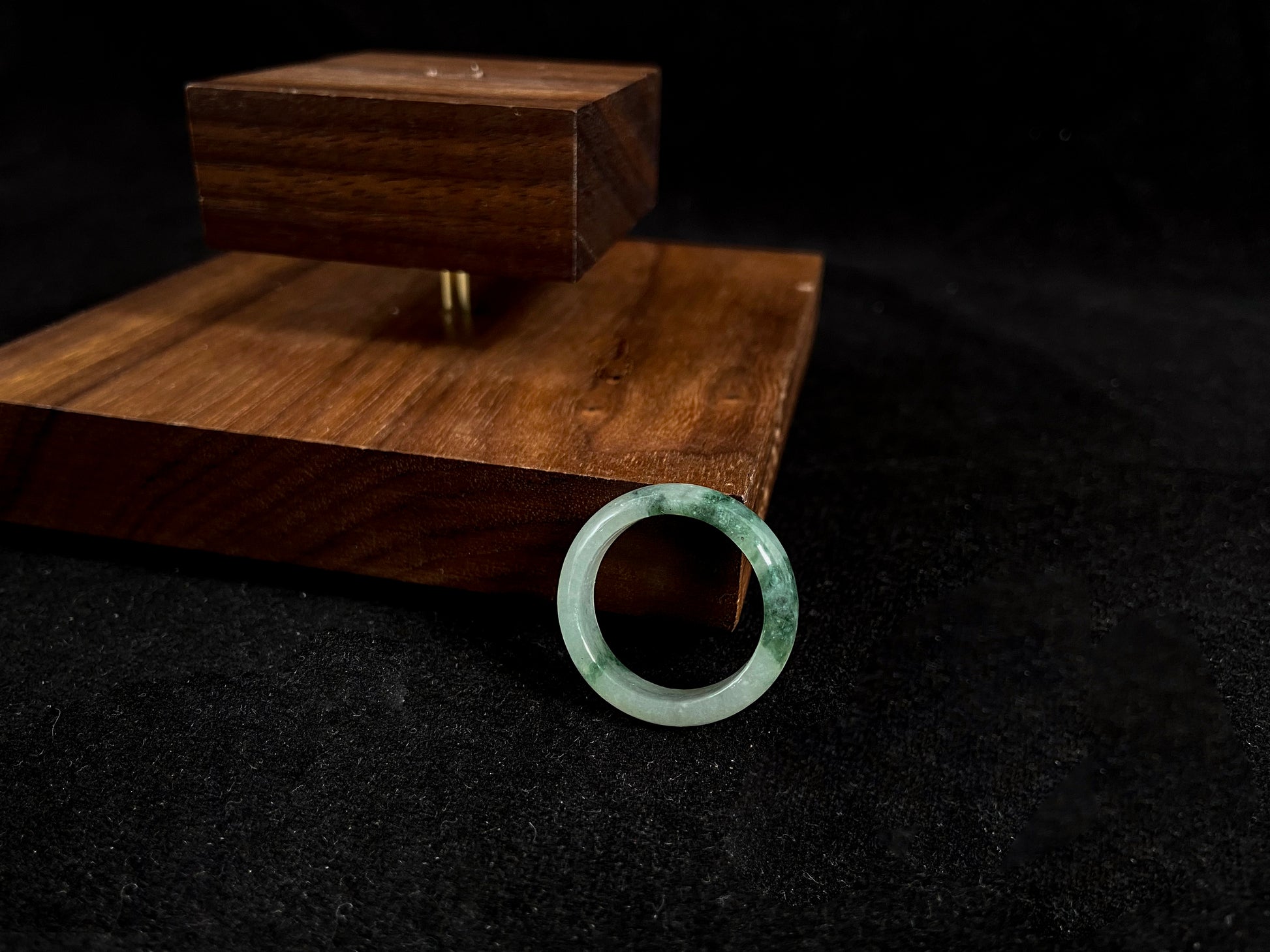 Natural Green Jadeite Ring On The Tabble 
