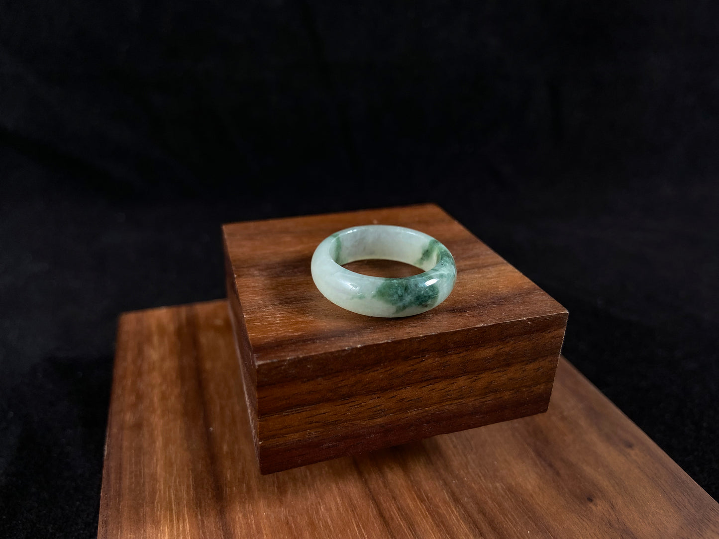 Natural Green Jadeite Ring On The Tabble 