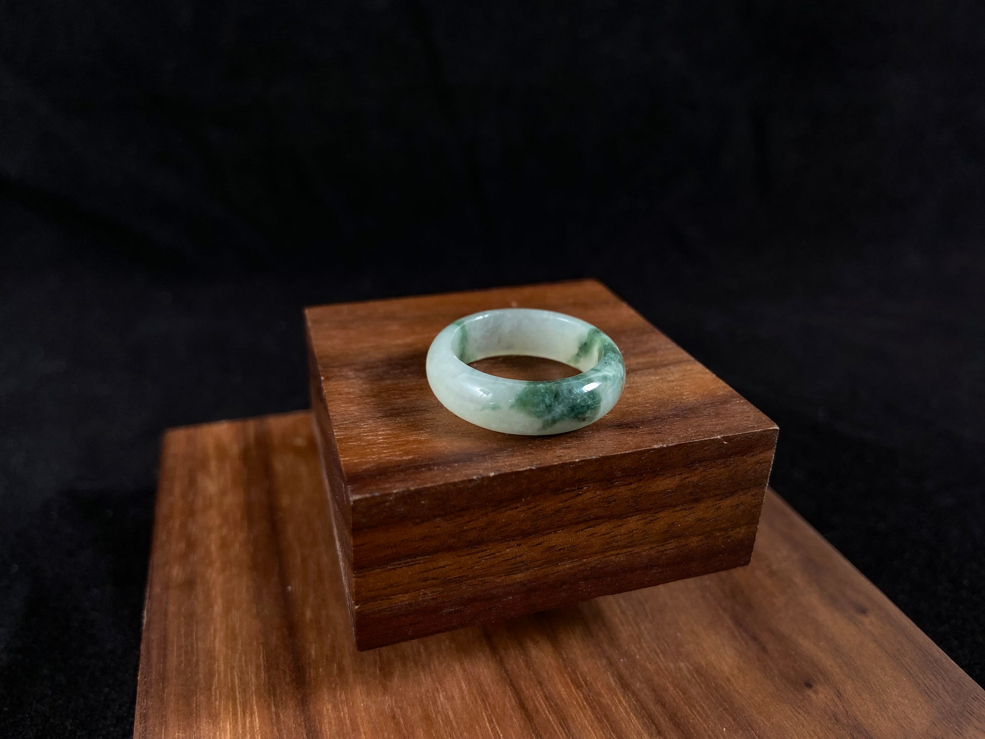 Natural Green Jadeite Ring On The Tabble 