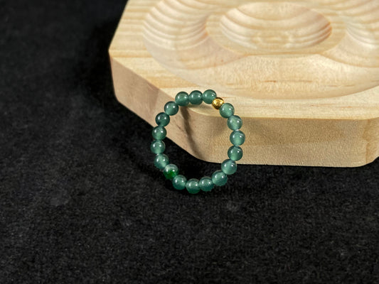Gold Center Dark Green Chic · Natural Burmese Jadeite Ring