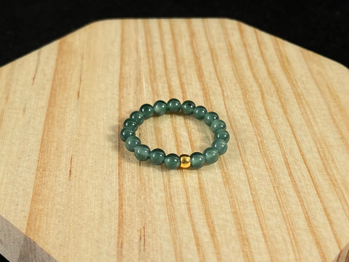 Gold Center Dark Green Chic · Natural Burmese Jadeite Ring