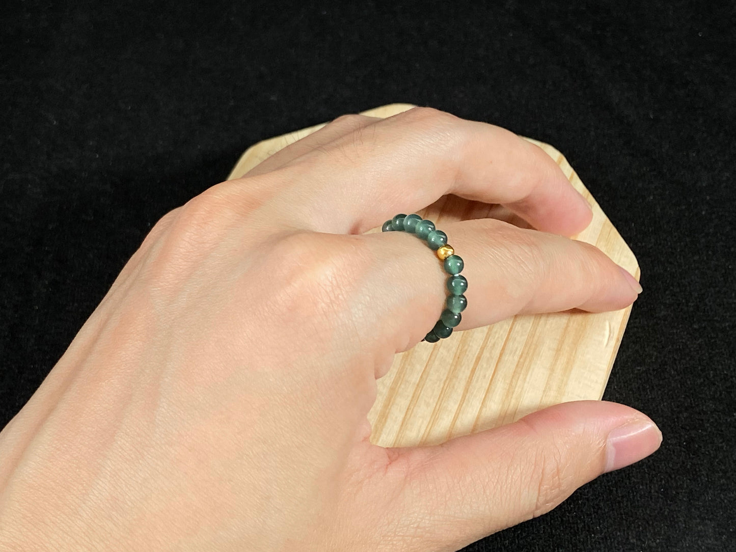 Gold Center Dark Green Chic · Natural Burmese Jadeite Ring
