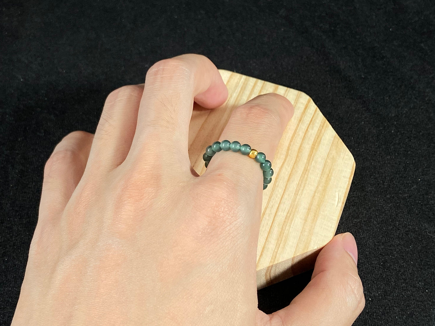 Gold Center Dark Green Chic · Natural Burmese Jadeite Ring