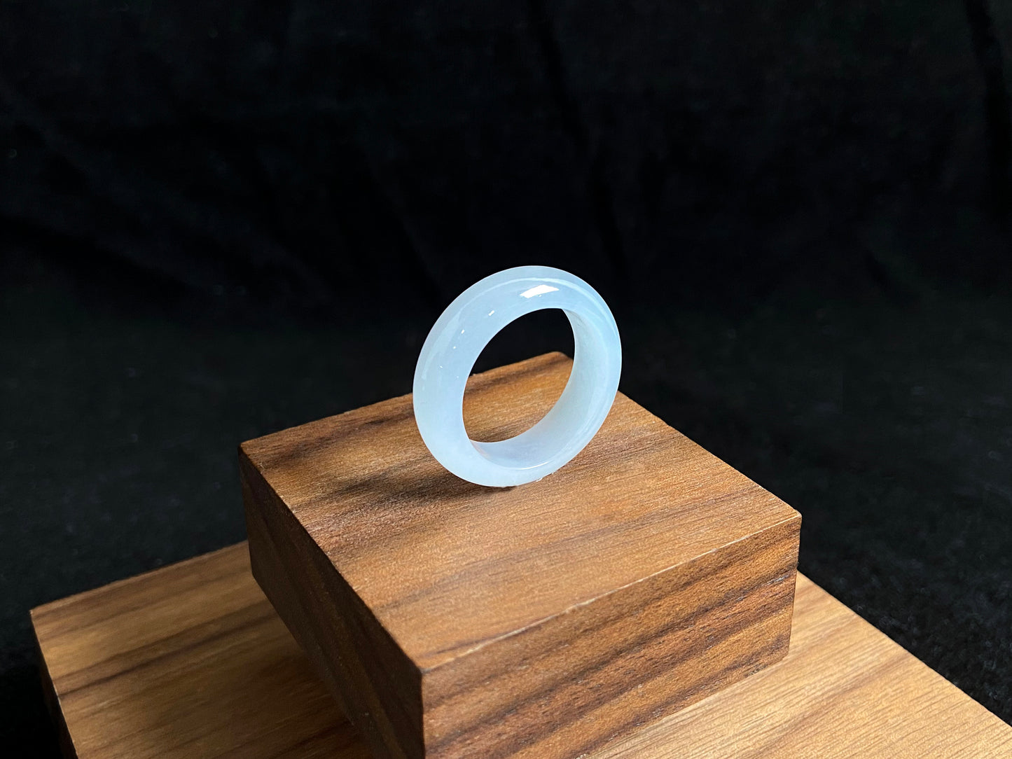 This jade ring features exceptional transparency with high quality water like clarity.