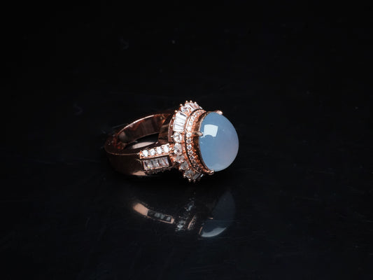 Cabochon Sky Blue · Nature Burmese Jadeite Ring