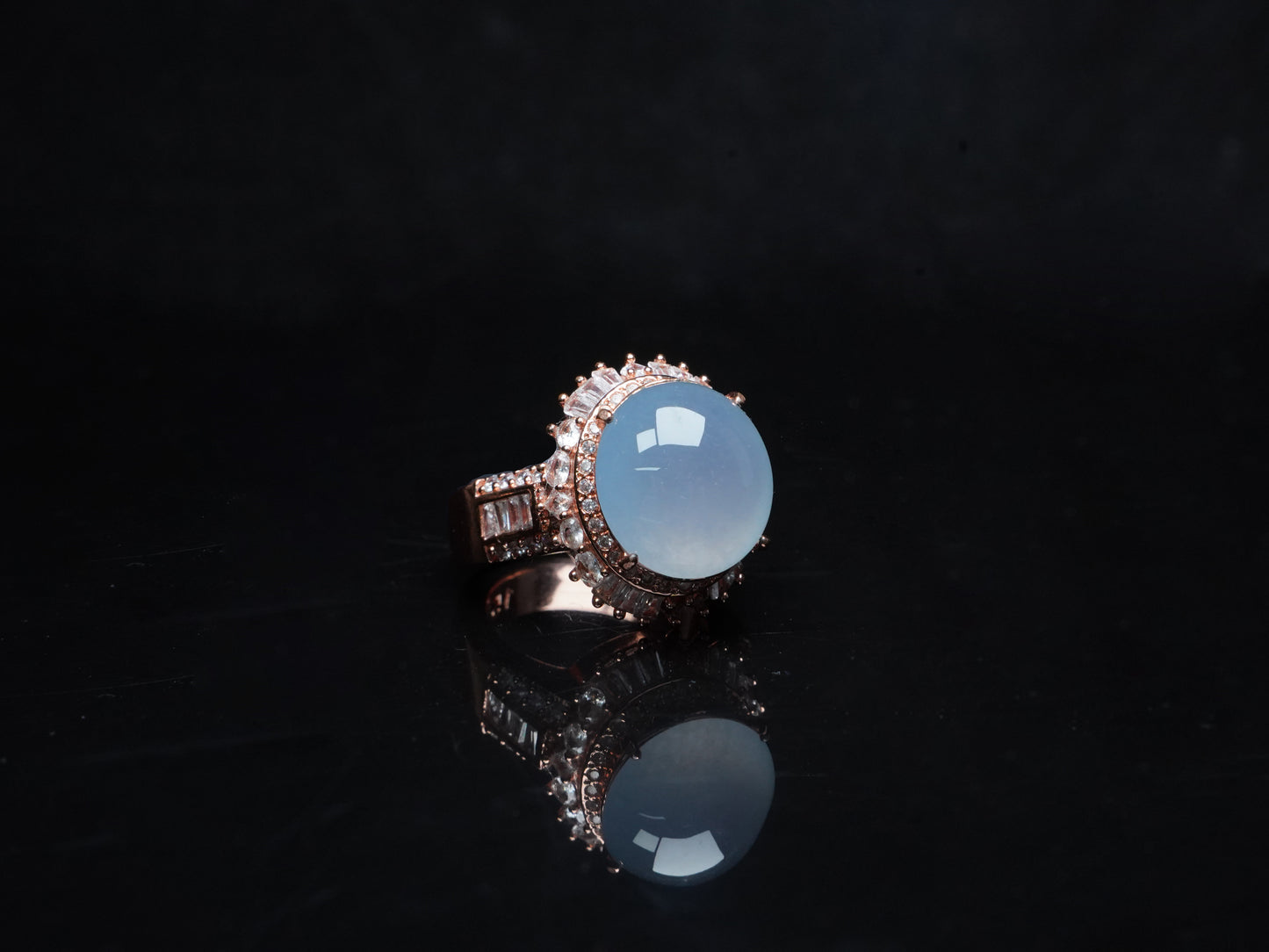 Cabochon Sky Blue · Nature Burmese Jadeite Ring