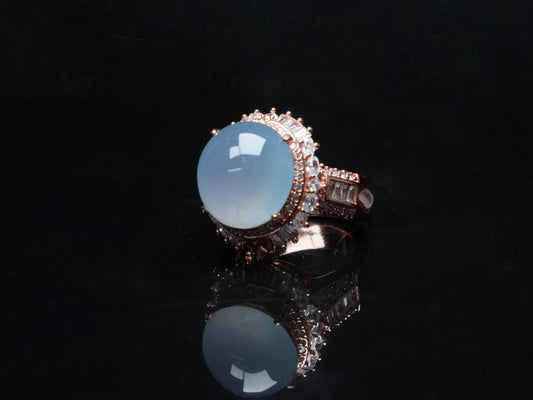 Cabochon Sky Blue · Nature Burmese Jadeite Ring