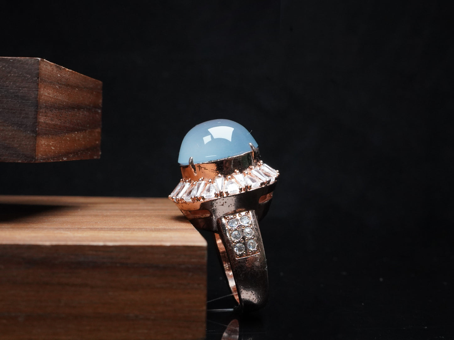 A icy sky blue dew drop jadeite ring.