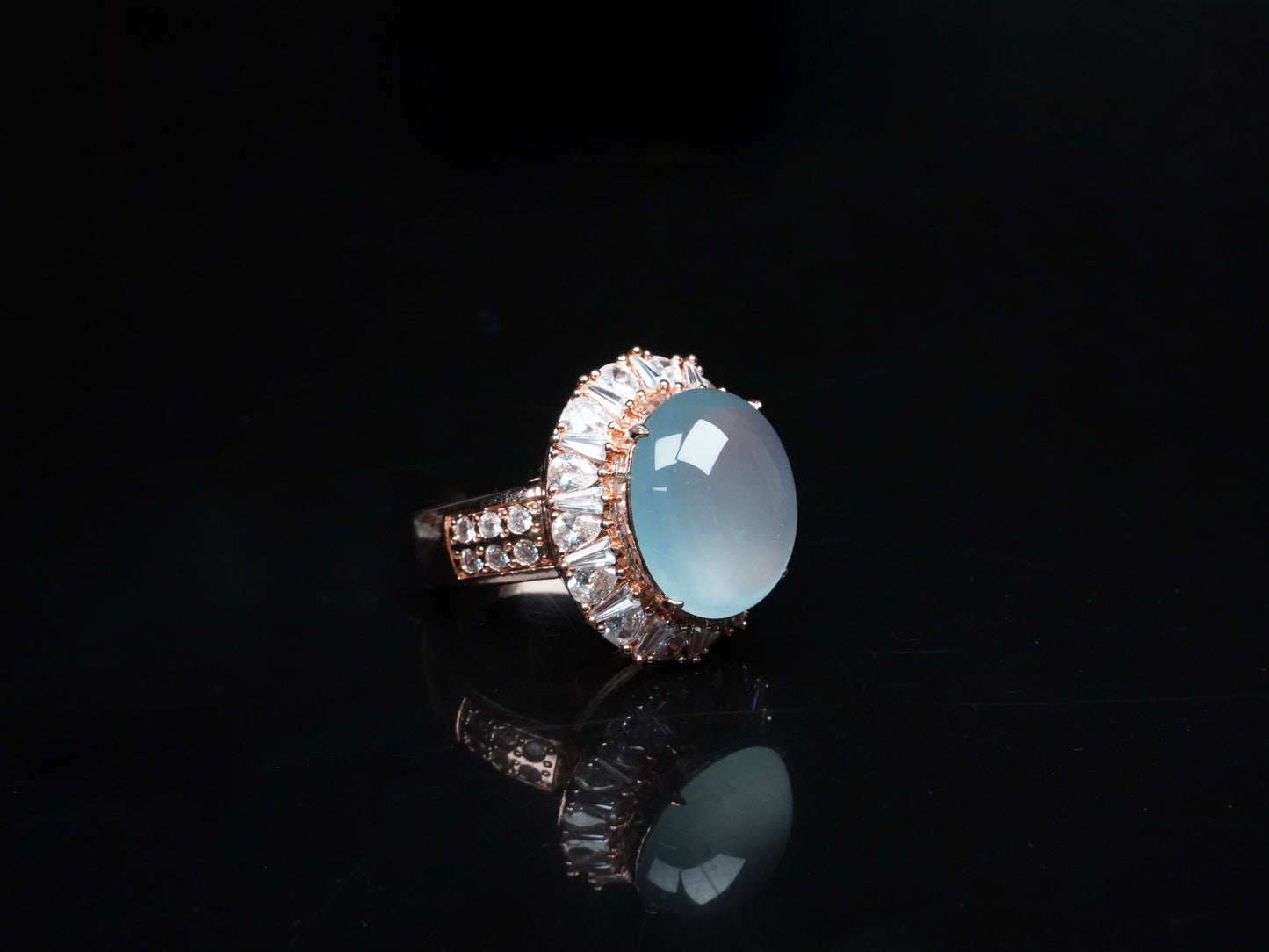 A icy aqua jadeite ring.