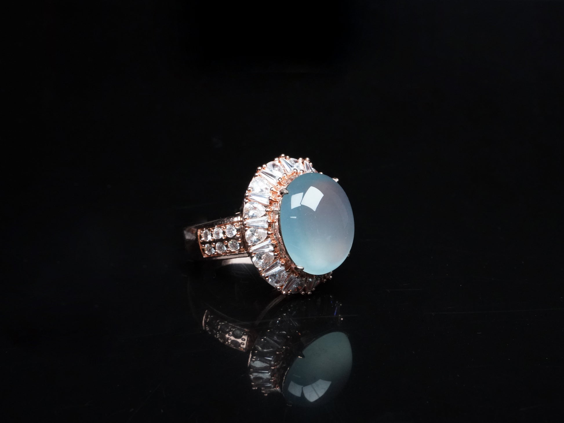 A icy aqua jadeite ring.