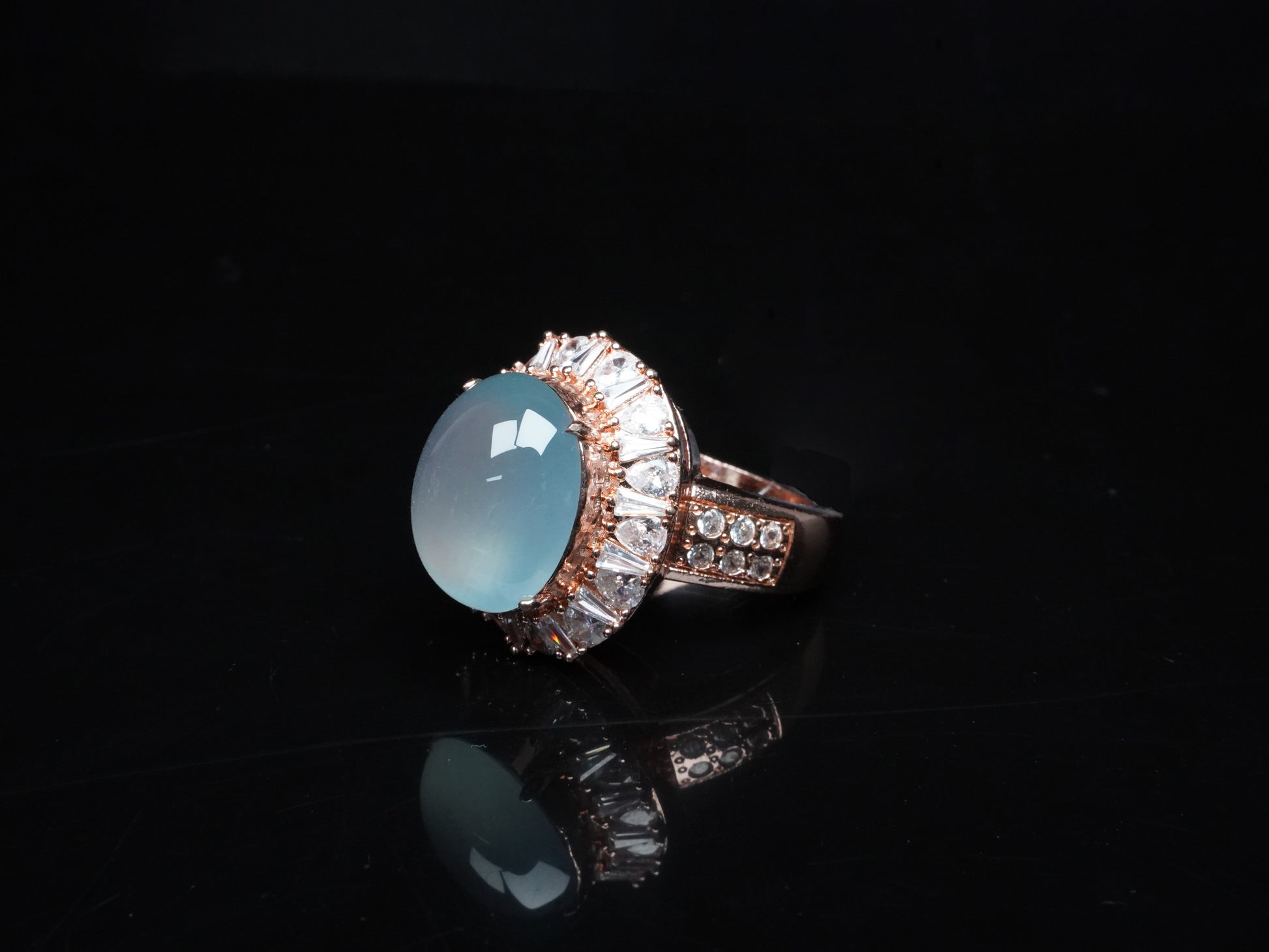 A icy aqua jadeite ring.