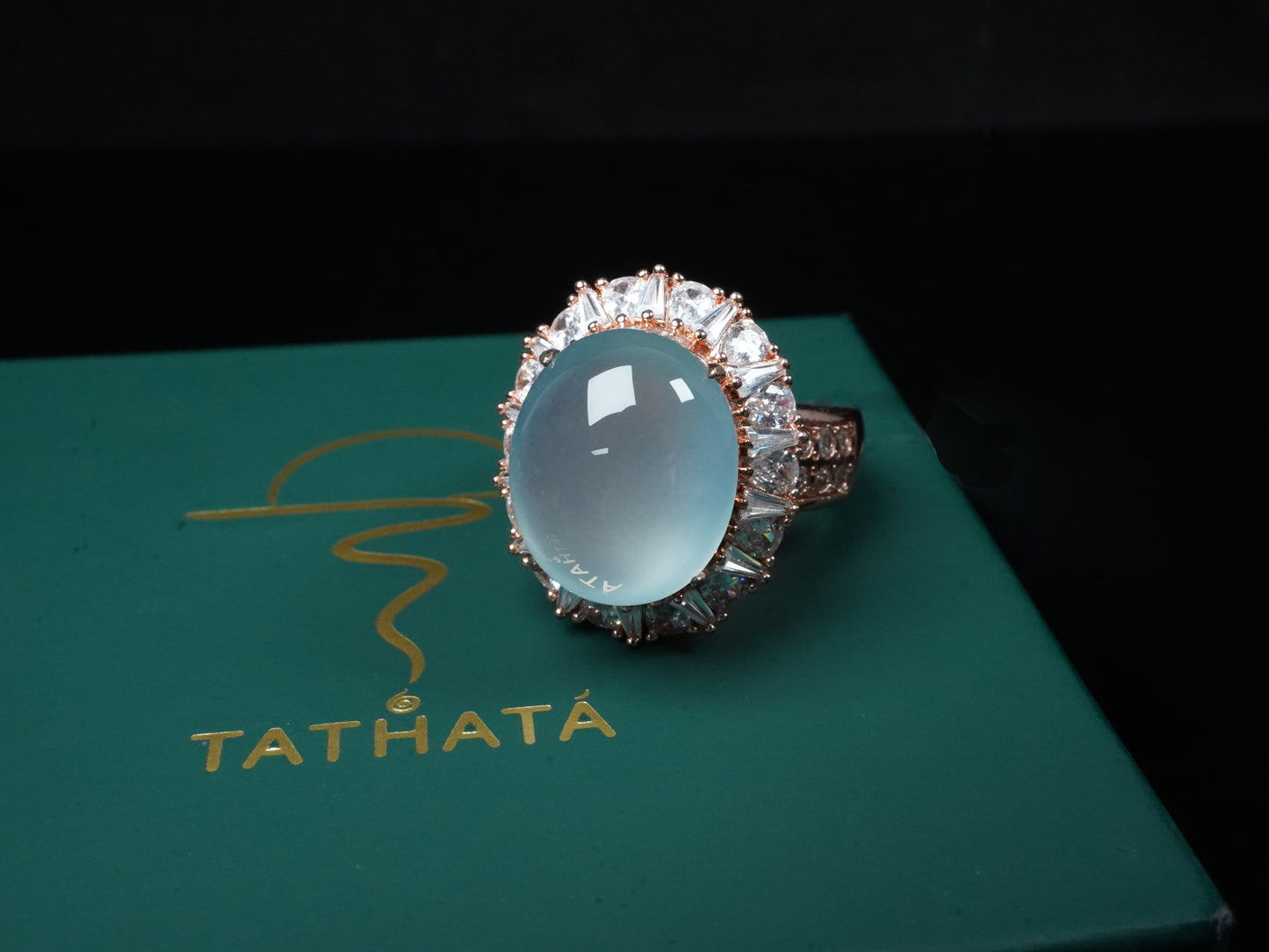 A icy aqua jadeite ring.