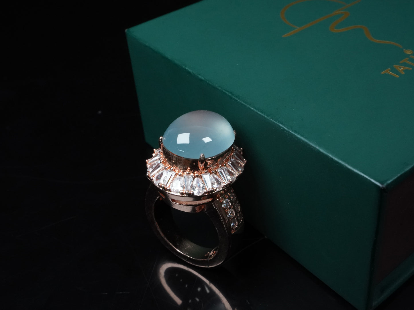 A icy aqua jadeite ring.