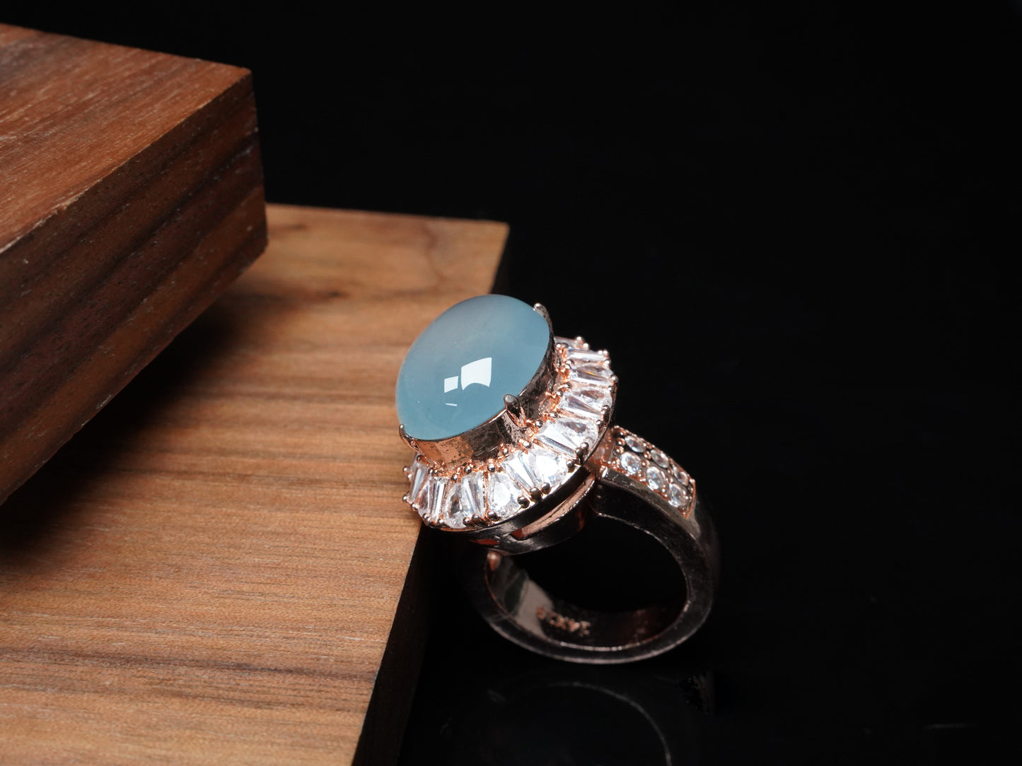 A icy aqua jadeite ring.