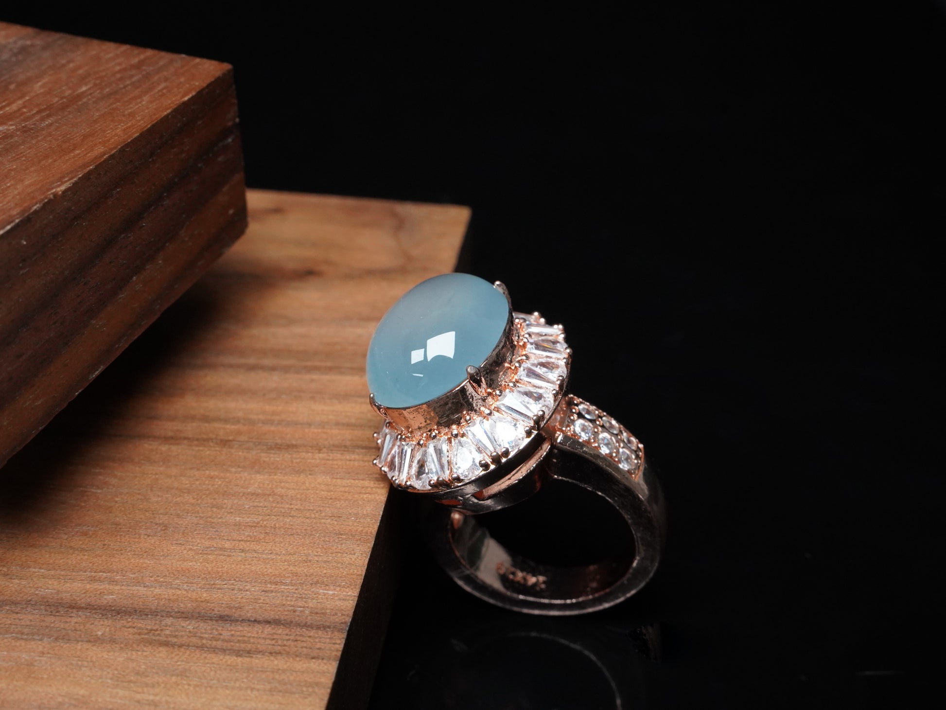 A icy aqua jadeite ring.