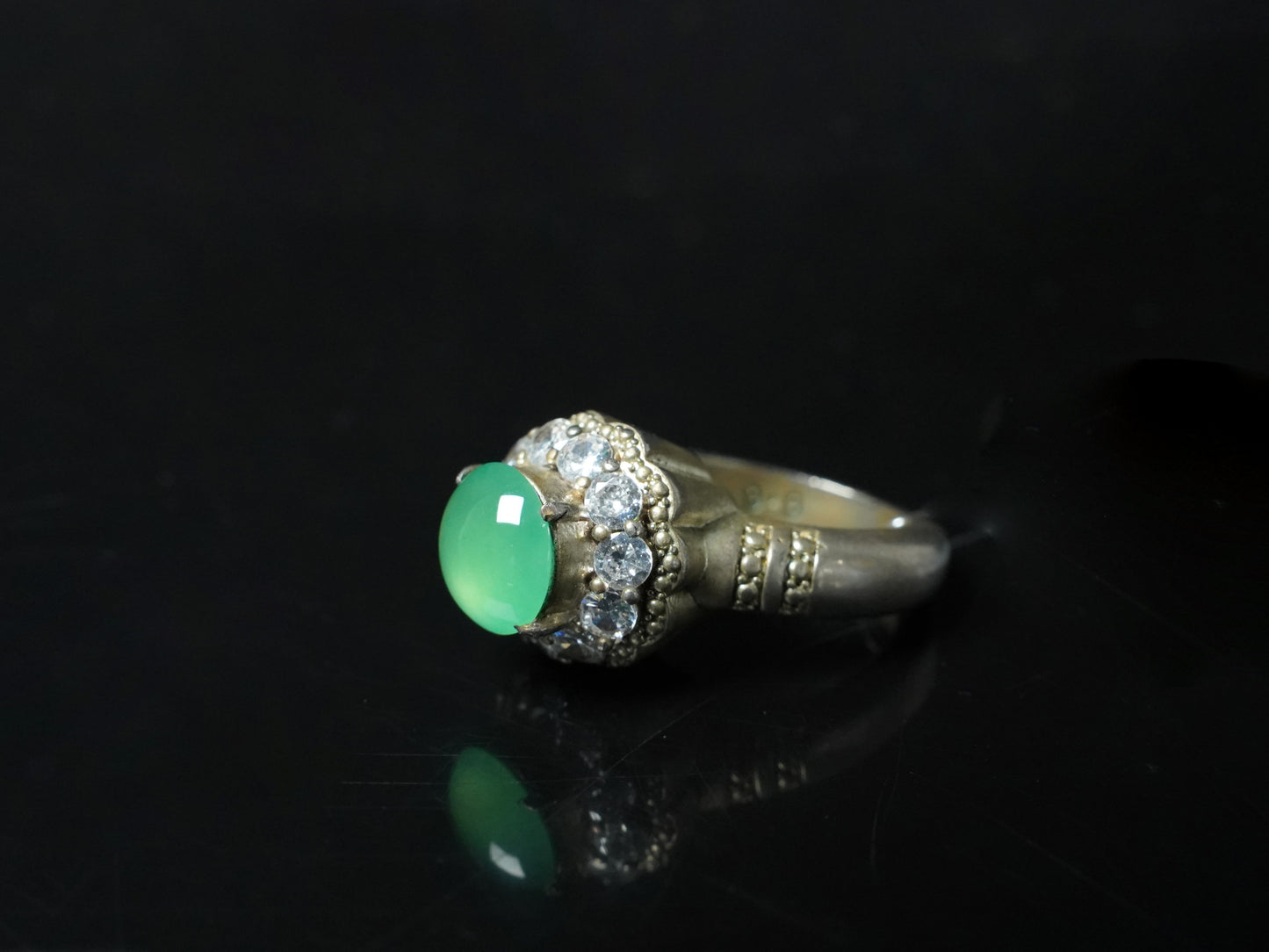 A fresh apple green jadeite ring.