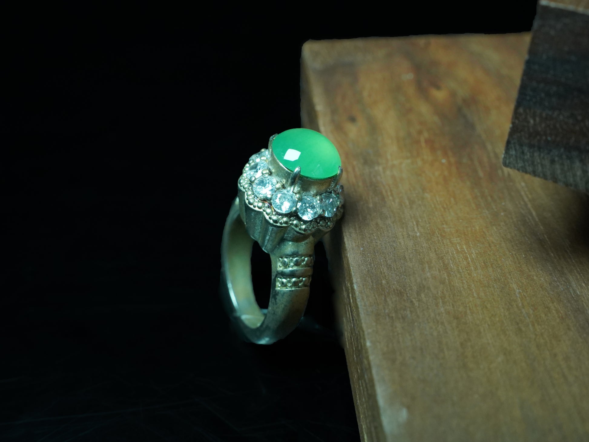 A fresh apple green jadeite ring.