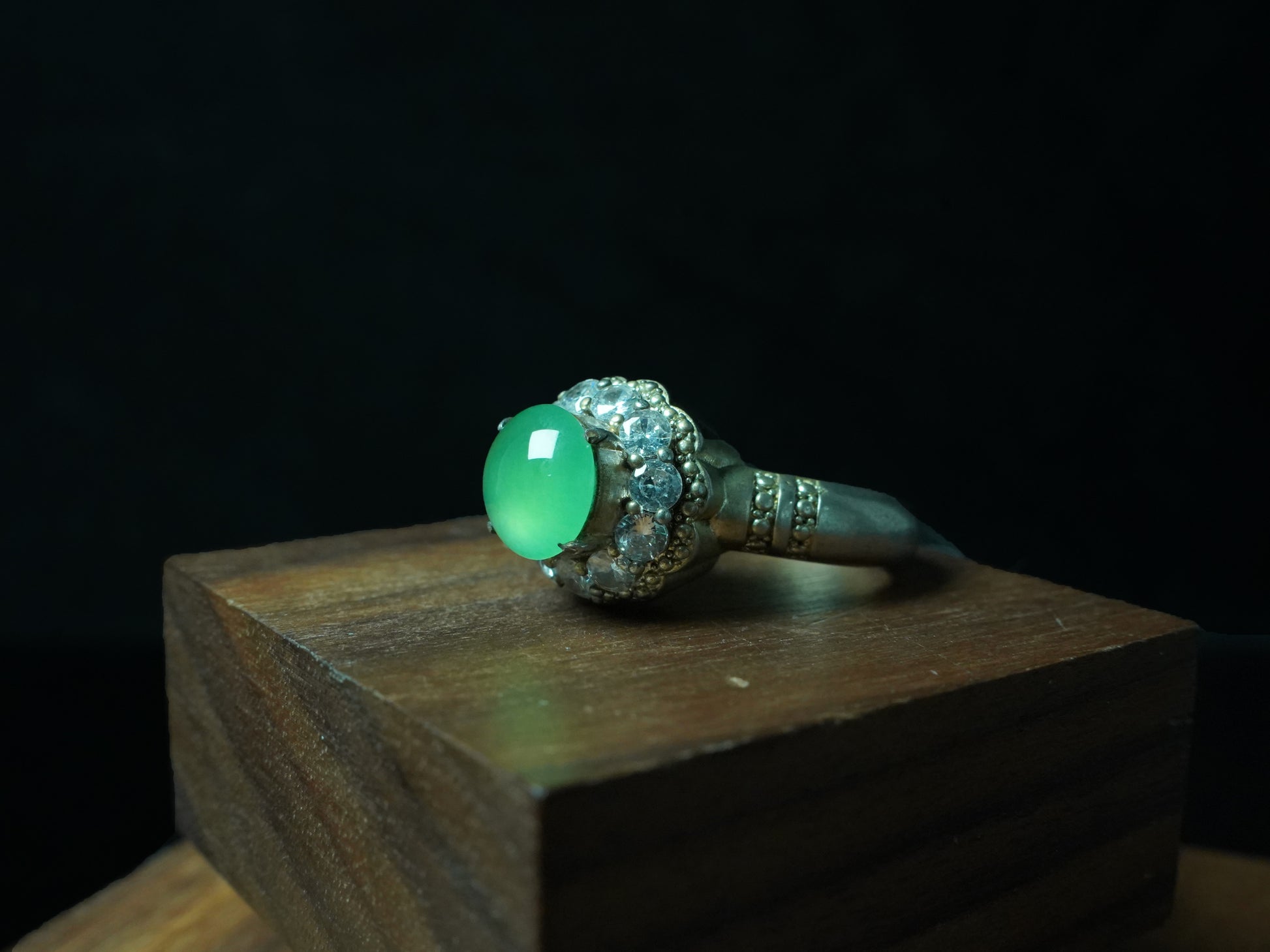 A fresh apple green jadeite ring.