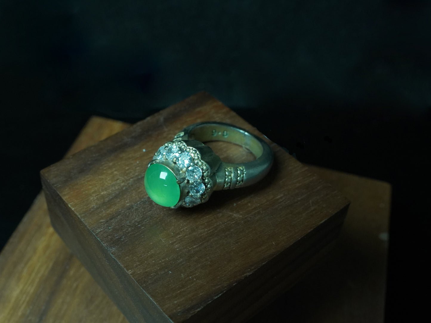 A fresh apple green jadeite ring.