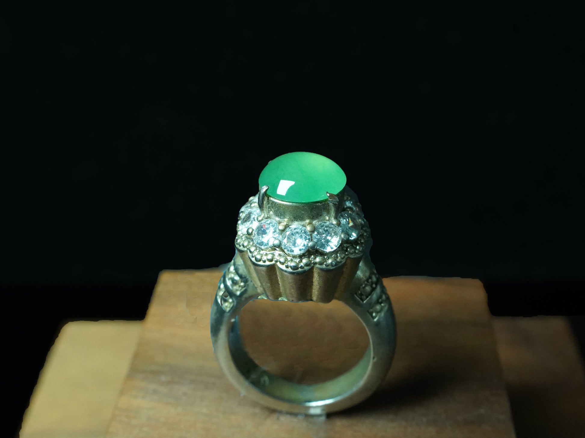 A fresh apple green jadeite ring.