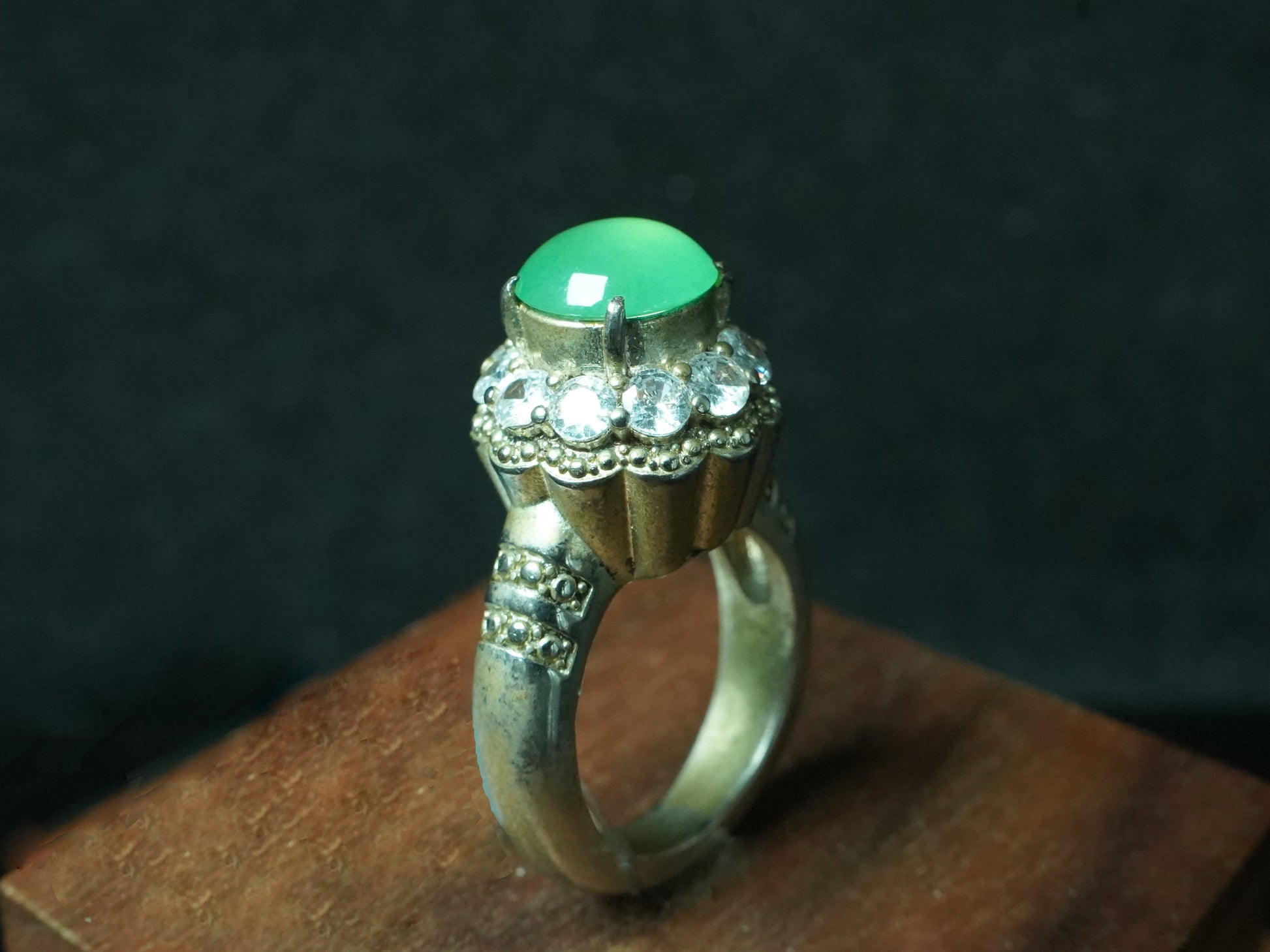 A fresh apple green jadeite ring.