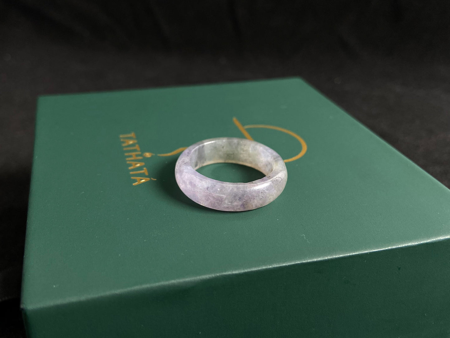 This ring features an icy jadeite with crystal clear transparency.